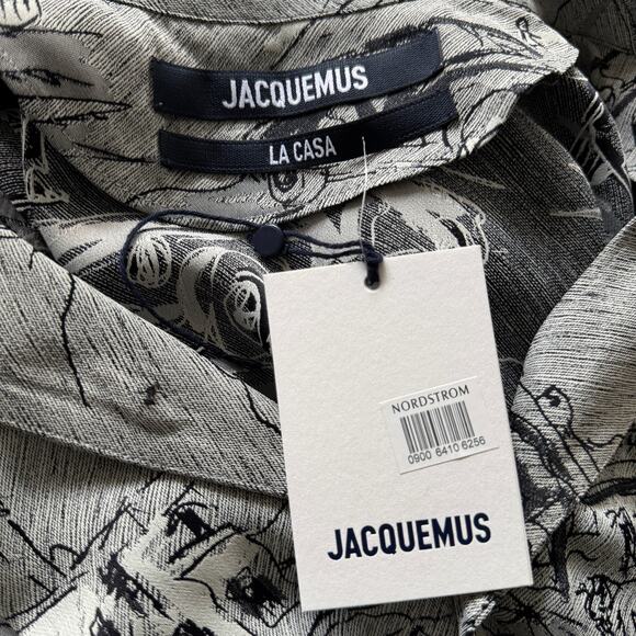 Jacquemus La Chemise Corto Printed Long Sleeve Shirt IT 48‎ US 12 NWT - Picture 10 of 13